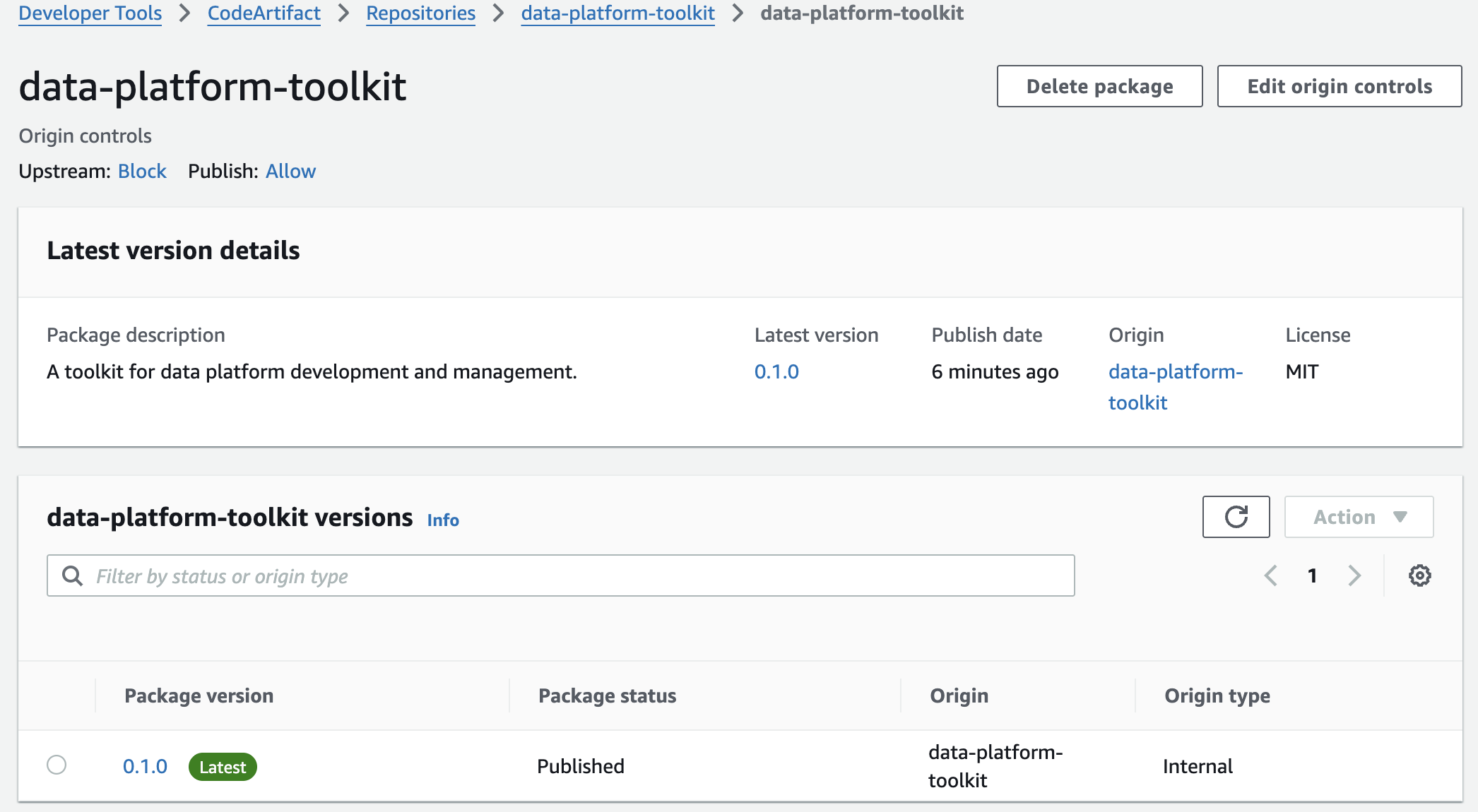 CodeArtifact domain - repository